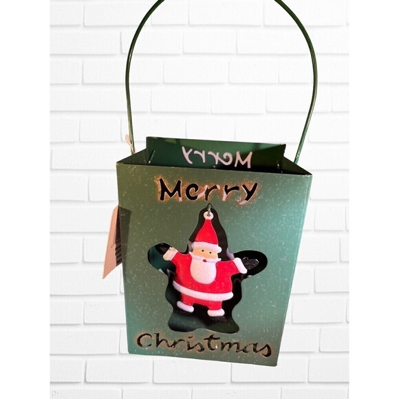 Christmas Candle Holder Tealight Votive Pillar Type Santa Claus Green Red White - Picture 3 of 8